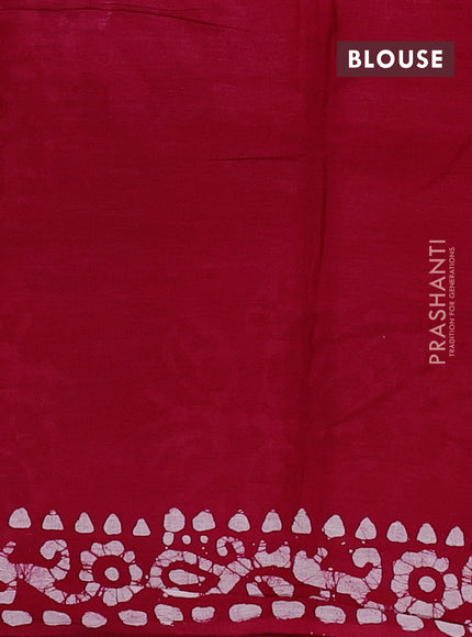 Batik cotton saree pink with allover prints and batik printed border