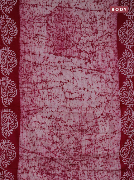 Batik cotton saree pink with allover prints and batik printed border
