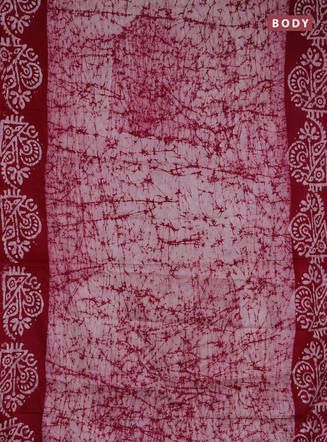 Batik cotton saree pink with allover prints and batik printed border