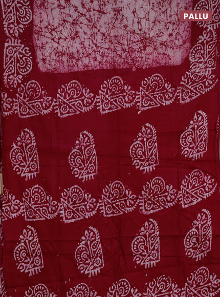 Batik cotton saree pink with allover prints and batik printed border