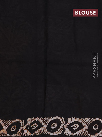 Batik cotton saree beige and coffee brown with allover prints and batik printed border