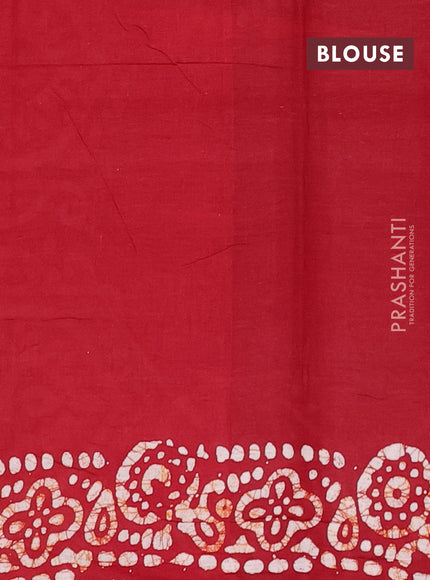 Batik cotton saree maroon with allover prints and batik printed border