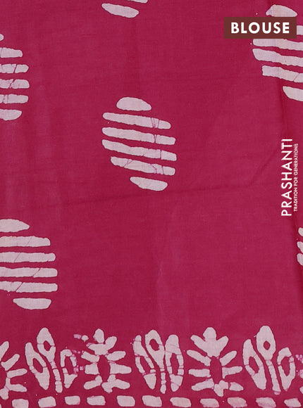 Batik cotton saree multi colour and wine shade with allover prints and batik printed border