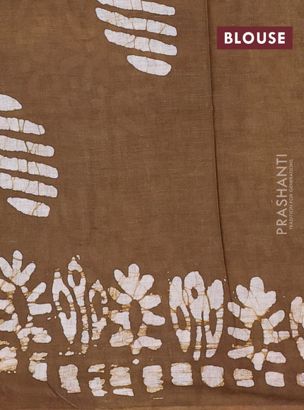 Batik cotton saree multi colour and mustard green with allover prints and batik printed border