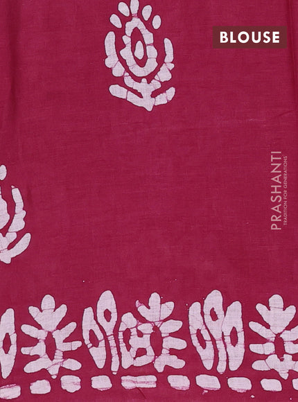 Batik cotton saree multi colour and wine shade with allover prints and batik printed border