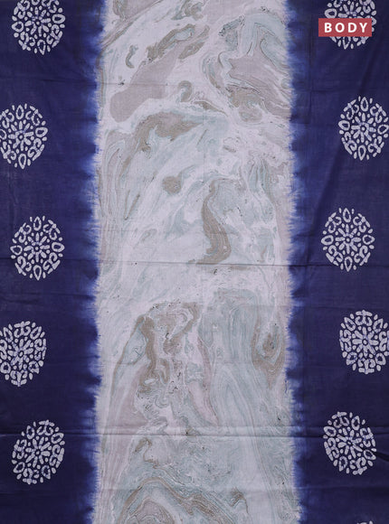 Batik cotton saree multi colour and navy blue with allover prints and batik printed border