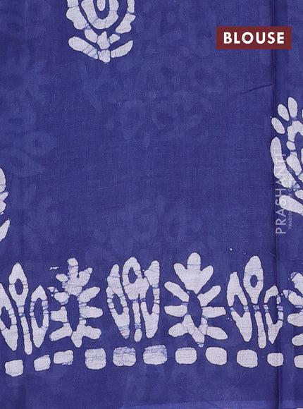 Batik cotton saree multi colour and navy blue with allover prints and batik printed border