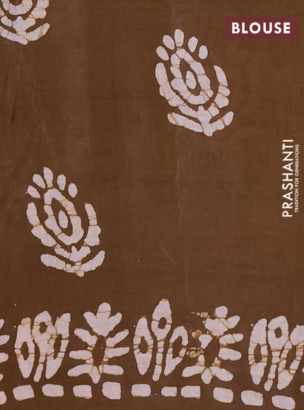 Batik cotton saree multi colour and mehendi green with allover prints and batik printed border