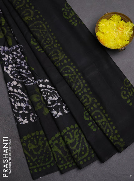 Batik cotton saree jamun shade with allover prints and batik printed border
