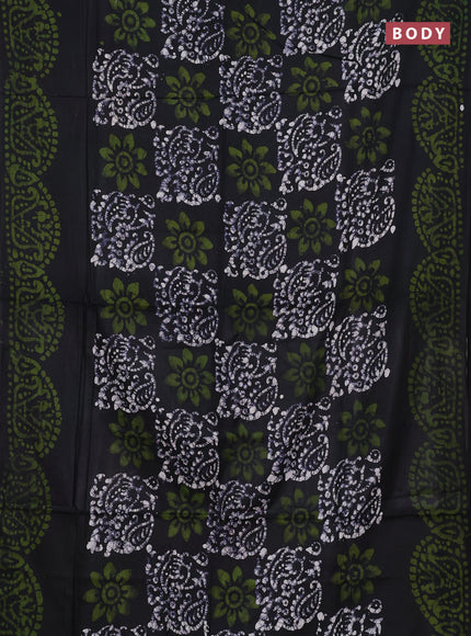 Batik cotton saree jamun shade with allover prints and batik printed border