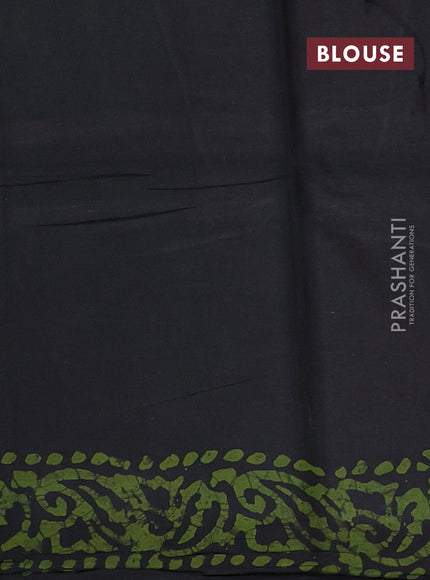 Batik cotton saree jamun shade with allover prints and batik printed border