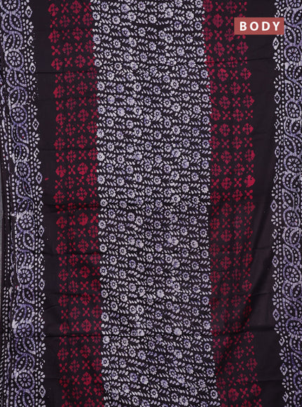 Batik cotton saree coffee brown with allover prints and batik printed border