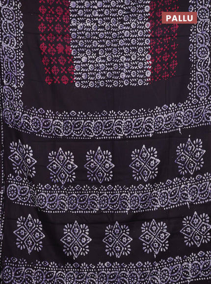 Batik cotton saree coffee brown with allover prints and batik printed border
