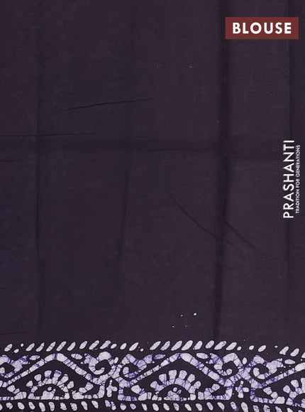 Batik cotton saree coffee brown with allover prints and batik printed border