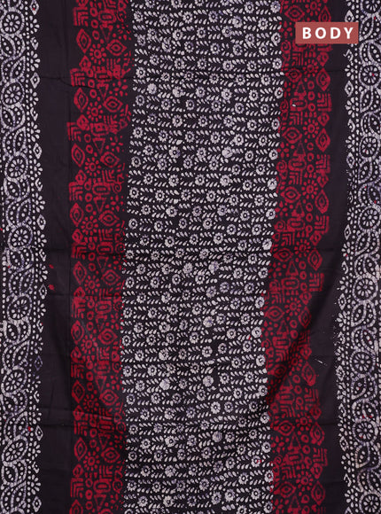 Batik cotton saree maroon and jamun shade with allover prints and batik printed border
