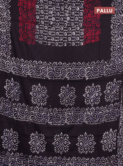 Batik cotton saree maroon and jamun shade with allover prints and batik printed border