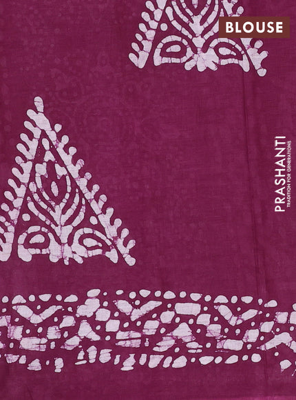 Batik cotton saree multi colour and wine shade with allover prints and batik printed border