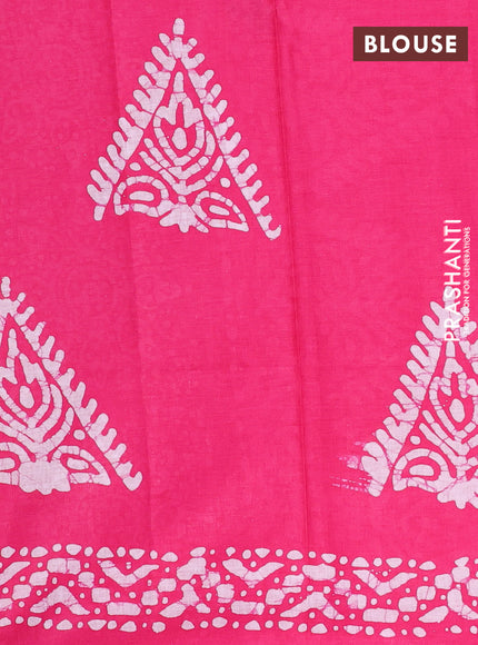 Batik cotton saree multi colour and pink with allover prints and batik printed border
