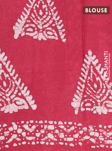 Batik cotton saree multi colour and maroon with allover prints and batik printed border