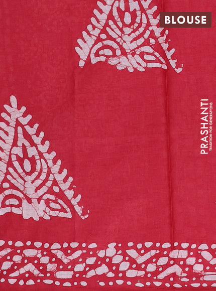 Batik cotton saree multi colour and maroon with allover prints and batik printed border