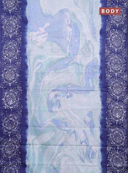 Batik cotton saree multi colour and navy blue with allover prints and batik printed border