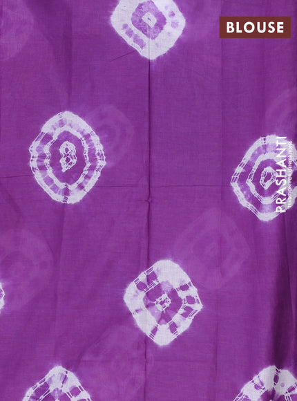 Batik cotton saree multi colour and lavender with allover prints and batik printed border
