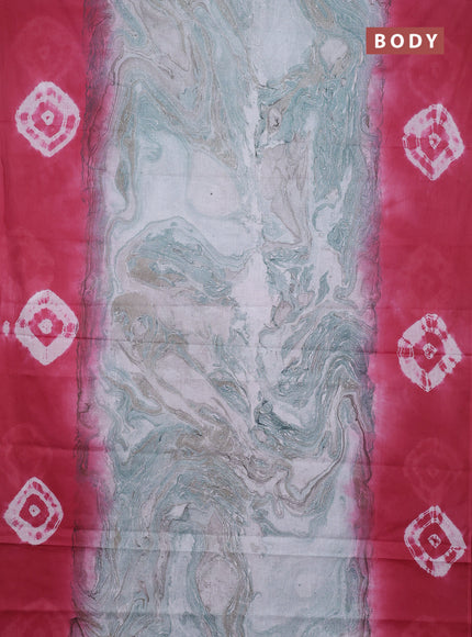 Batik cotton saree multi colour and peach pink with allover prints and batik printed border