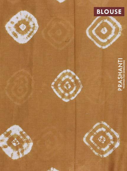 Batik cotton saree multi colour and mustard yellow with allover prints and batik printed border