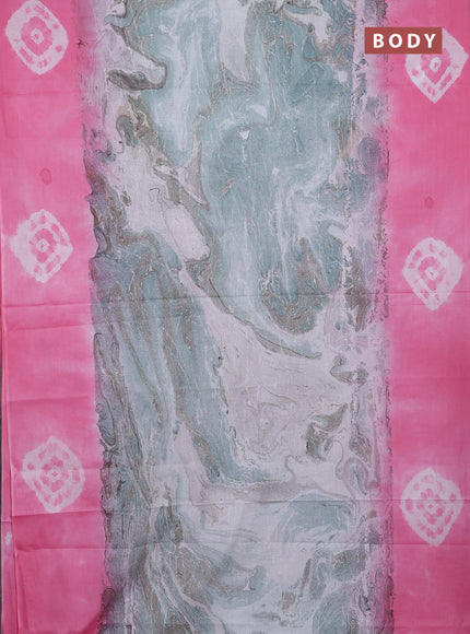 Batik cotton saree multi colour and pink with allover prints and batik printed border
