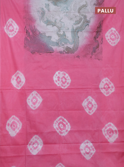 Batik cotton saree multi colour and pink with allover prints and batik printed border