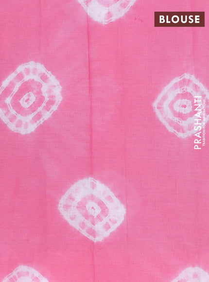 Batik cotton saree multi colour and pink with allover prints and batik printed border