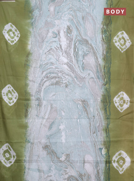 Batik cotton saree multi colour and mehendi green with allover prints and batik printed border