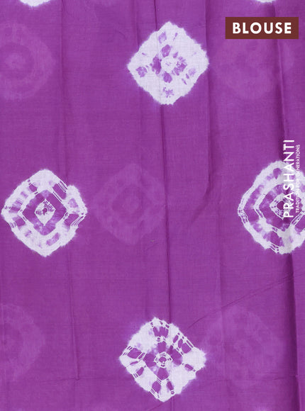 Batik cotton saree multi colour and lavender with allover prints and batik printed border