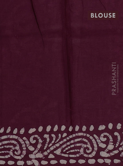 Batik cotton saree pink and wine shade with allover prints and batik printed border