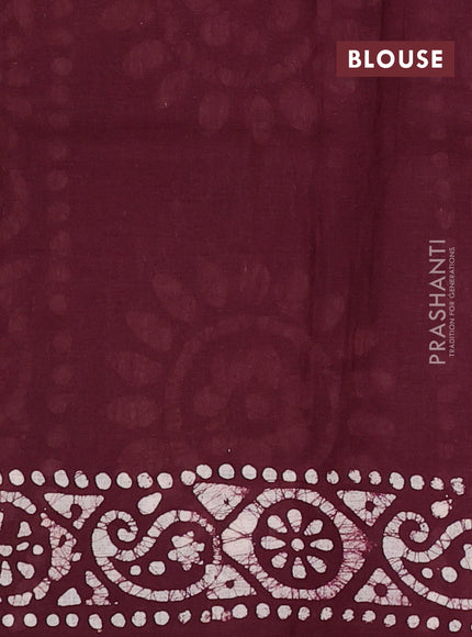 Batik cotton saree mustard yellow and deep maroon with allover prints and batik printed border