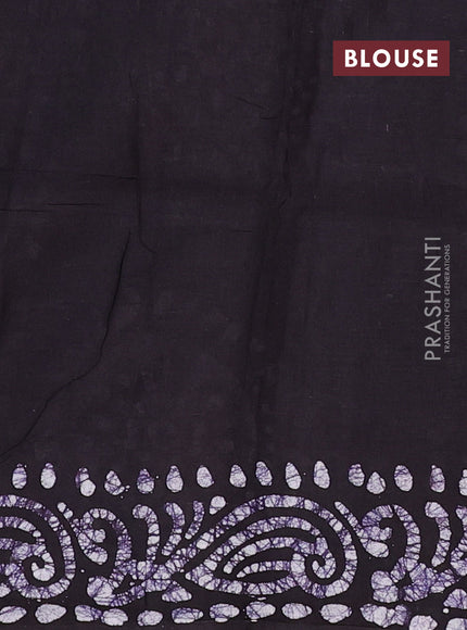 Batik cotton saree deep maroon and jamun shade with allover prints and batik printed border