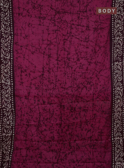 Batik cotton saree pink and wine shade with allover prints and batik printed border