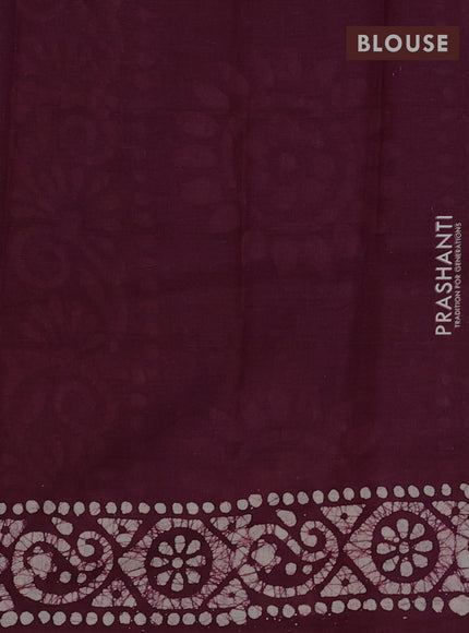 Batik cotton saree pink and wine shade with allover prints and batik printed border