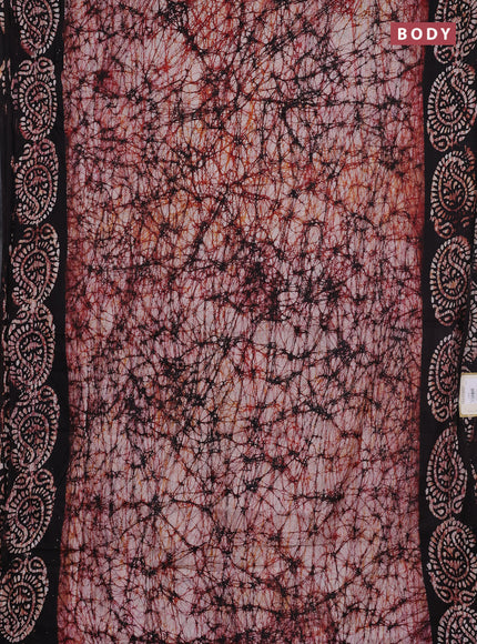 Batik cotton saree coffee brown with allover prints and batik printed border