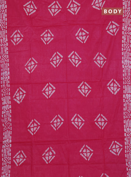 Batik cotton saree pink with batik butta prints and batik printed border
