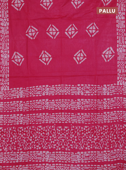 Batik cotton saree pink with batik butta prints and batik printed border
