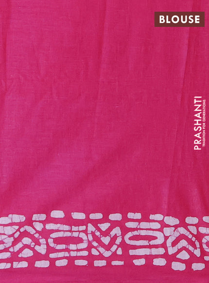 Batik cotton saree pink with batik butta prints and batik printed border