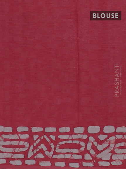 Batik cotton saree maroon with batik butta prints and batik printed border