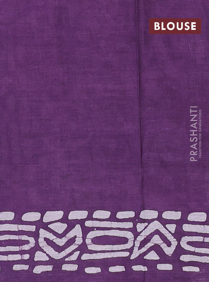Batik cotton saree violet with batik butta prints and batik printed border
