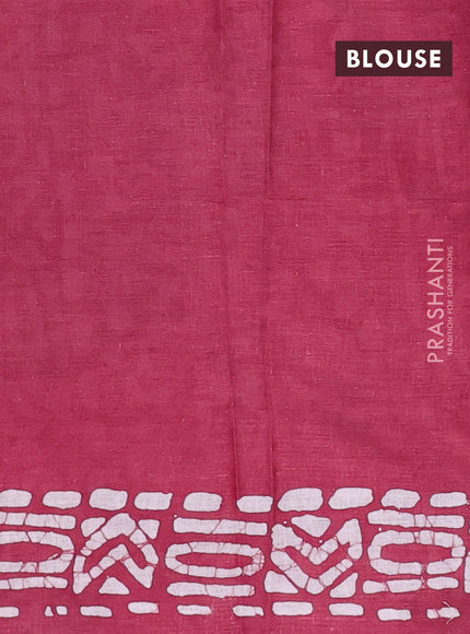 Batik cotton saree maroon with batik butta prints and batik printed border