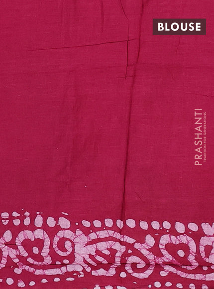Batik cotton saree pink with allover prints and batik printed border