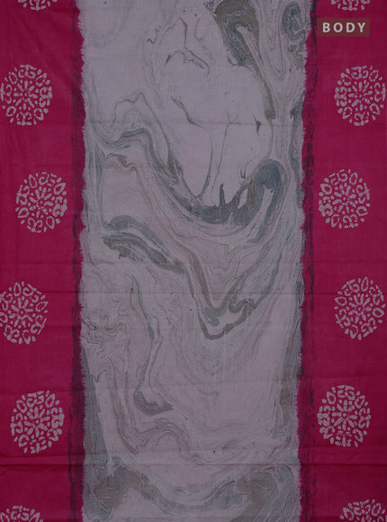 Batik cotton saree multi colour and pink with allover prints and batik printed border