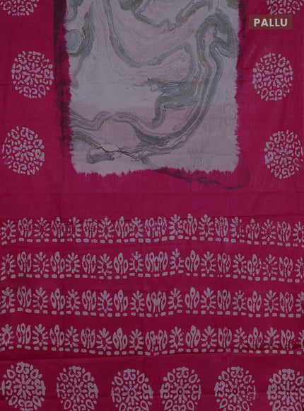 Batik cotton saree multi colour and pink with allover prints and batik printed border