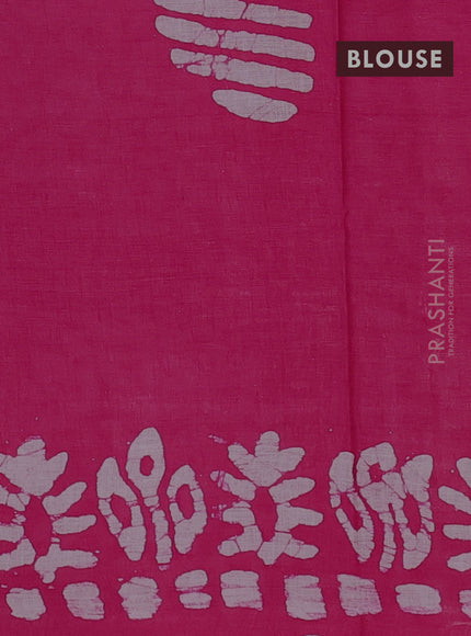 Batik cotton saree multi colour and pink with allover prints and batik printed border