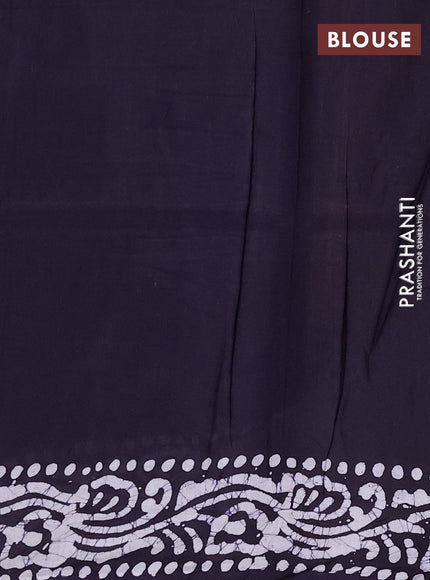 Batik cotton saree beige and violet with allover prints and batik printed border